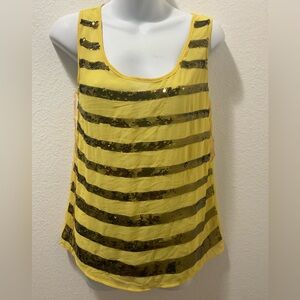 L'ATISTE women’s Yellow Sequin striped Tank Top size S